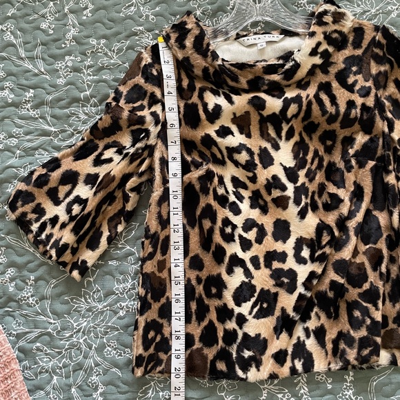 Trina Turk Faux Leopard Roll-Neck 1/2-Sleeve Top - Picture 6 of 7
